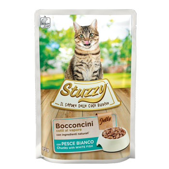 STUZZY CAT BOCCONCINI JELLY PESCE BIANCO BUSTA 85GR