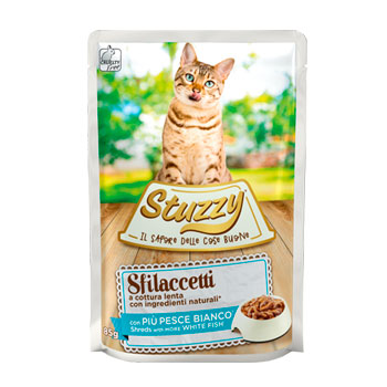 STUZZY CAT SFILACCETTI PESCE BIANCO BUSTA 85GR