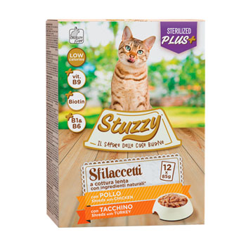 STUZZY CAT SFILACCETTI STERILIZED POLLO 12X85GR