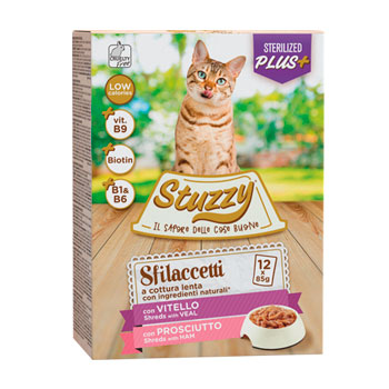 STUZZY CAT SFILACCETTI STERILIZED VITELLO BUSTE12X85GR