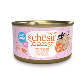 SCHESIR CAT BABY POLLO/SALMONE 70GR