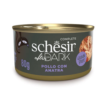 SCHESIR CAT ADULT AFTER DARK POLLO/ANATRA FILETTI IN BRODO 80GR