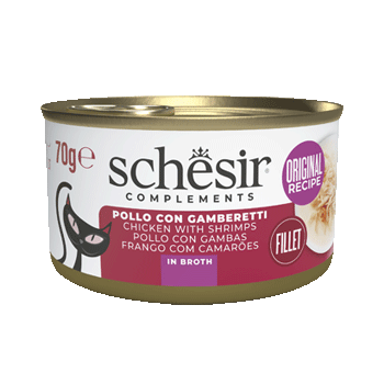 SCHESIR CAT BRODO POLLO/GAMBERETTI 70GR