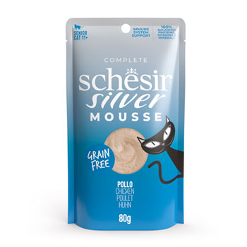 SCHESIR CAT SILVER BUSTE MOUSSE POLLO 80GR