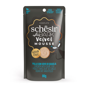 SCHESIR CAT ADULT AFTER DARK BUSTA VELVET MOUSSE POLLO/UOVA 80GR