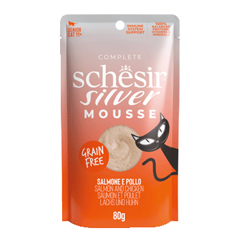 SCHESIR CAT SILVER BUSTE MOUSSE SALMONE 80GR