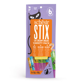 SCHESIR SNACK CAT STIX VARIETY PACK 6*15GR
