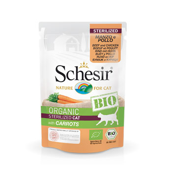 SCHESIR CAT BIO BUSTE STERILIZZATO MANZO 85GR
