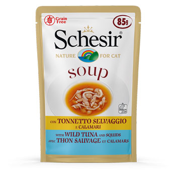 SCHESIR CAT SOUP TONNO/CALAMARI 85GR