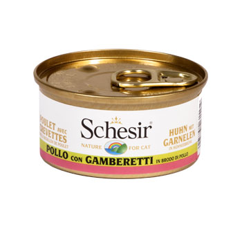 SCHESIR CAT BRODO POLLO/GAMBERETTI 70GR