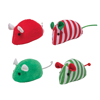 TOPOLINI NATALIZI 4PZ ASSORTITI PER GATTI 10x4x4CM