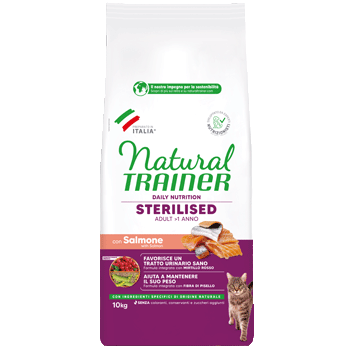 NATURAL TRAINER CAT STERILIZZATO SALMONE 10KG