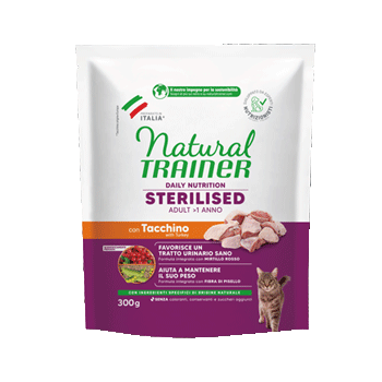 NATURAL TRAINER CAT STERILIZZATO TACCHINO 300GR