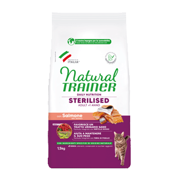 NATURAL TRAINER CAT STERILIZZATO SALMONE 1,5KG