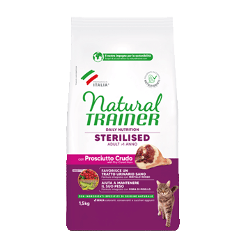 NATURAL TRAINER CAT STERILIZZATO DRY PROSCIUTTO 1,5KG