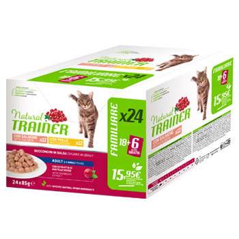NATURAL TRAINER CAT MULTIPACK Salmone & Pollo 24*85GR
