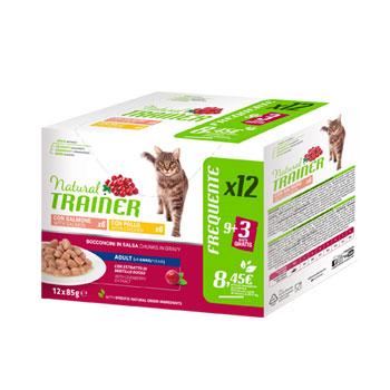 NATURAL TRAINER Cat MULTIPACK Salmone Pollo 12*85GR