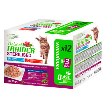 NATURAL TRAINER Cat FLOWPACK BUSTE Sterilized TONNO 4*85GR