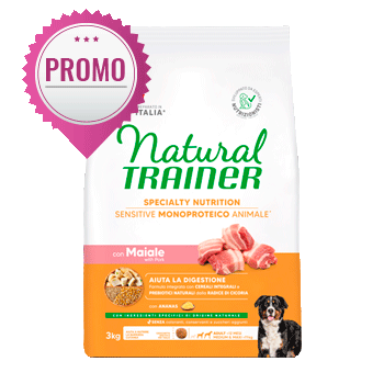 NATURAL TRAINER SENSITIVE NO GLUTEN ADULT MEDIUM/MAXI MAIALE 3KG