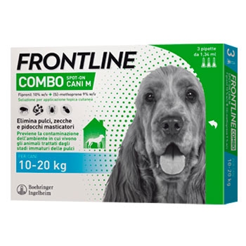FRONTLINE COMBO CANE MEDIO 10-20 KG 3 PIPETTE - scadenza 30/09/2025